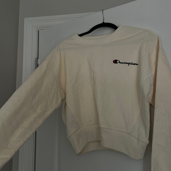 Champion Cream Suede Cropped Crewneck - Picture 1 of 5